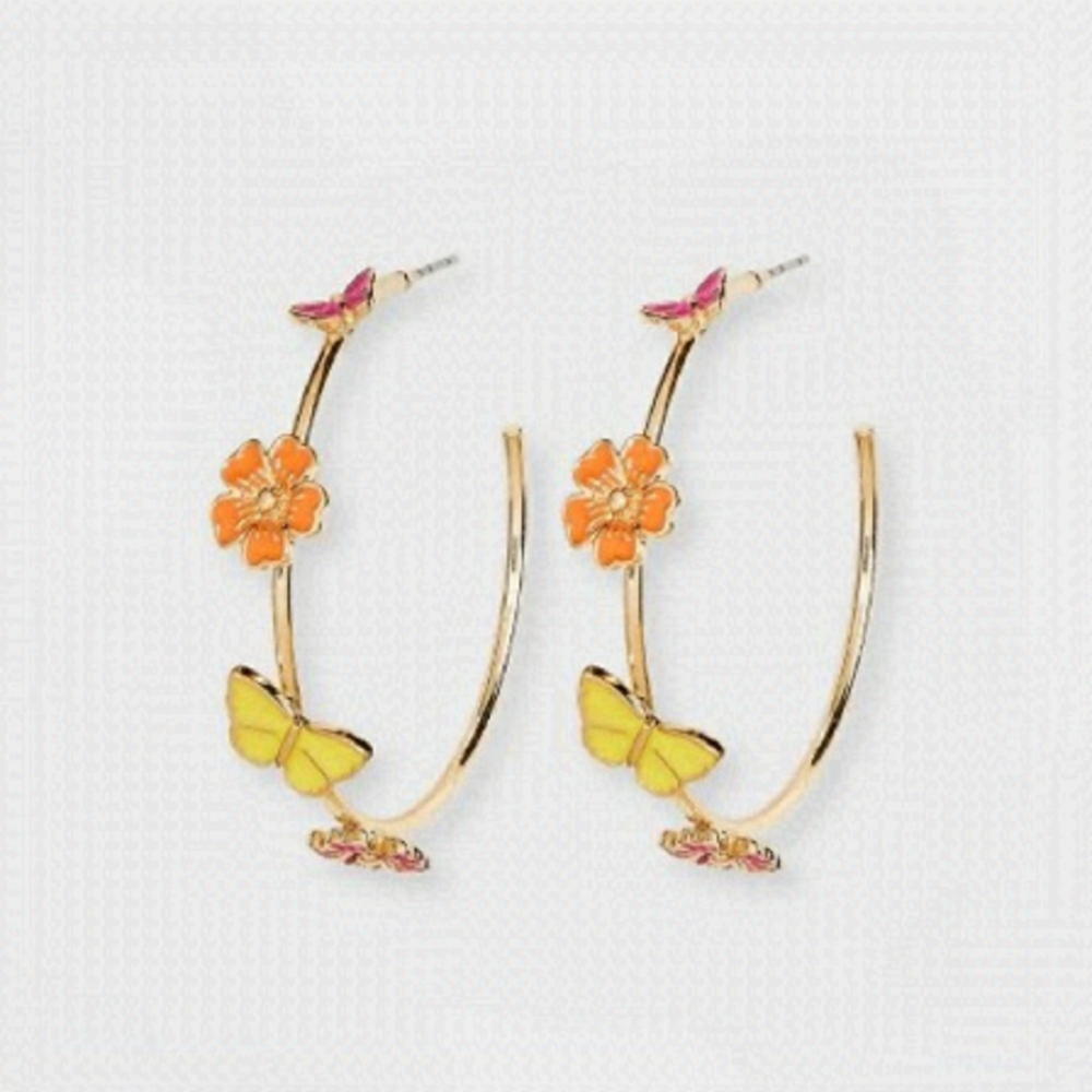 SUGARFIX by BaubleBar Colourful Butterfly Hoop Earrings